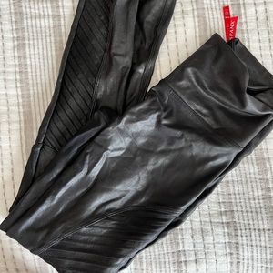 Spanx faux leather moto leggings. Regular length